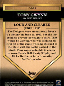 Tony Gwynn 2012 Topps Golden Greats Series Mint Card #GG95