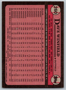 Dave Winfield 1989 Topps Series Mint Card #260