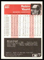 Robin Yount 1985 Fleer Series Mint Card #601
