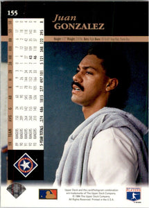 Juan Gonzalez 1994 Upper Deck Series Mint Card #155