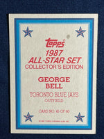 George Bell 1987 Topps All-Star Collector's Edition Mint Card #45
