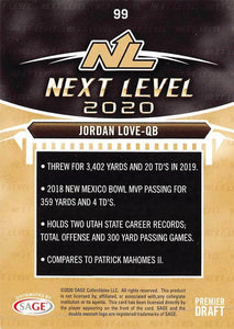 Jordan Love 2020 Sage Hit Next Level Series Mint Card #99