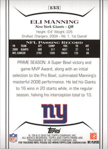 Eli Manning 2010 Topps Prime Series Mint Card #133