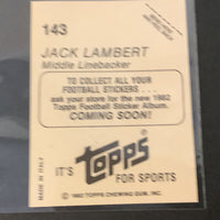 Jack Lambert 1982 Topps NFL All-Pro Foil Sticker #143