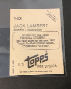 Jack Lambert 1982 Topps NFL All-Pro Foil Sticker #143
