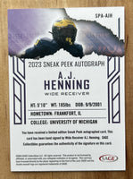 A.J. Henning 2023 Sage Sneak Peek AUTOGRAPH Mint ROOKIE Card  #SPA-AJH
