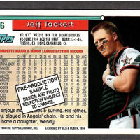 Jeff Tackett 1994 Topps Pre-Production Sample Series Mint Card #6