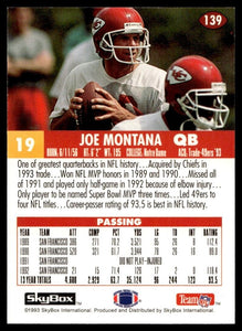 Joe Montana 1993 Skybox Traded Series Mint Card #139