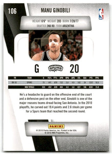 Manu Ginobili 2010 2011 Panini Prestige Series Mint Card #106