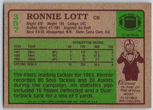 Ronnie Lott 1984 Topps Mint Card #357