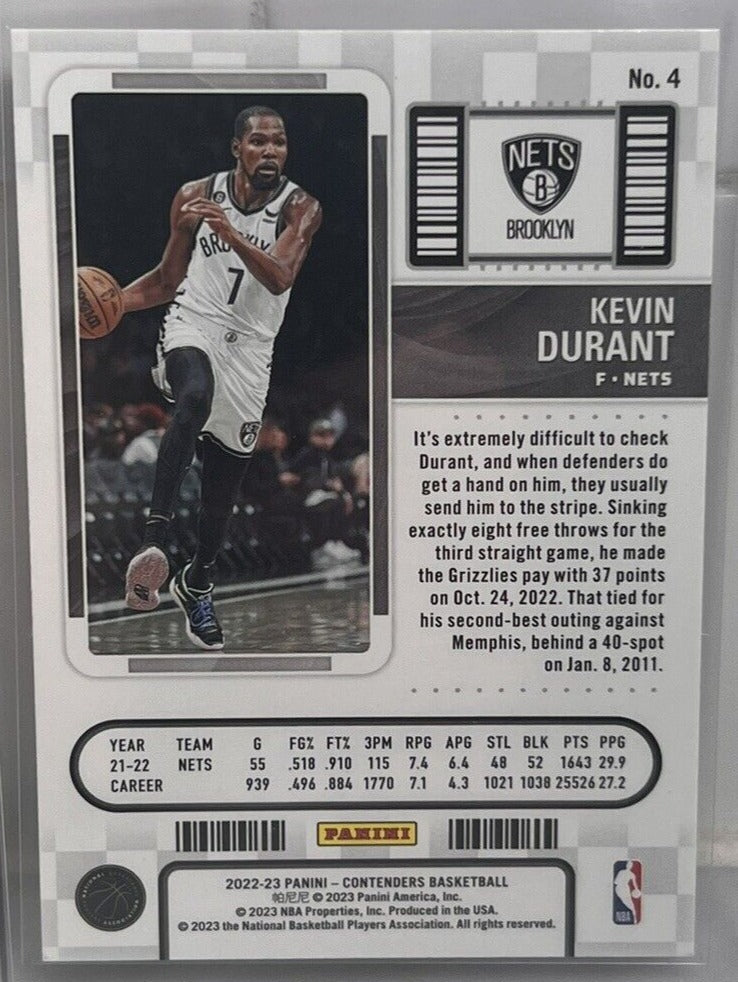 Kevin Durant 2022 2023 Panini Contenders Game Ticket Bronze Series Min ...