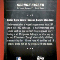 George Sisler  2010 Topps Peak Performance Series Mint Card #PP-22