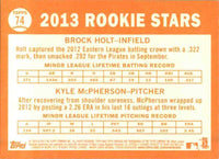 Brock Holt and Kyle McPherson 2013 Topps Heritage Series Mint Rookie Card #74
