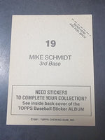 Mike Schmidt 1981 Topps Baseball Sticker  #19
