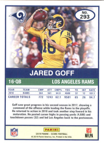 Jared Goff 2019 Panini Score Series Mint Card #293