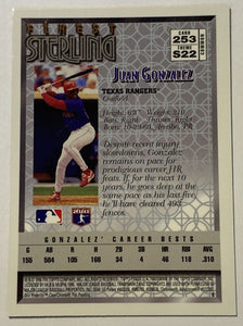 Juan Gonzalez 1996 Topps Finest Sterling Series Mint Card #253