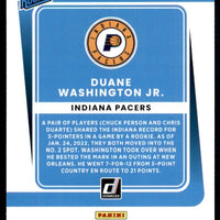 Duane Washington Jr. 2021 2022 Panini Chronicles Donruss Series Mint Rookie Card #297