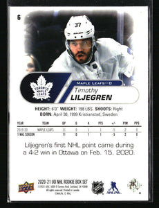 Timothy Liljegren 2020 2021 Upper Deck NHL Star Rookies Card #6
