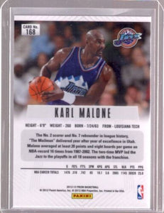 Karl Malone 2012 2013 Panini Prizm Series Mint Card #168  First Year Of Prizm