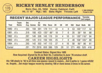 Rickey Henderson 1985 Donruss Series Mint Rookie Card #176
