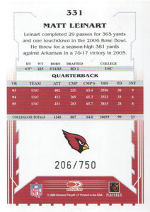 Matt Leinart 2006 Score Mint ROOKIE Card #331