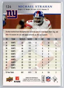 Michael Strahan 2008 Upper Deck Series Mint Card #124