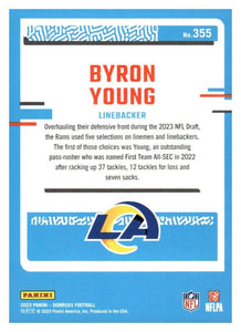 Byron Young 2023 Panini Donruss Rated Rookie Series Mint Card #355