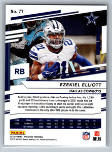 Ezekiel Elliott 2022 Panini Prestige Series Mint Card #77