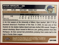 Ryan Braun 2005 Topps Chrome Draft Pick Update Series Mint ROOKIE Card #UH198
