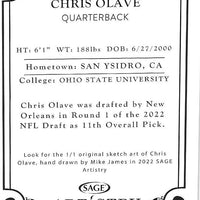 Chris Olave 2022 Sage Artistry Series Mint Card #111