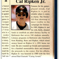 Cal Ripken Jr. 1992 Upper Deck Community Heroes Series Mint Card #36