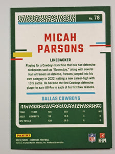 Micah Parsons 2023 Donruss Press Proof Blue Series Mint Card #78