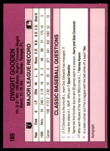 Dwight Gooden 1989 Classic Purple Travel Series Mint Card #189