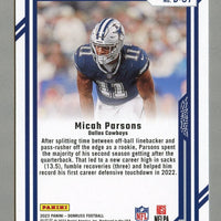 Micah Parsons 2022 Donruss Dominators Series Mint Insert Card #D-37