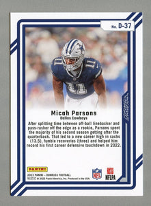 Micah Parsons 2022 Donruss Dominators Series Mint Insert Card #D-37