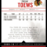 Jonathan Toews 2009 2010 SP Authentic Card #19