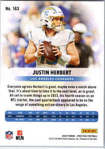 Justin Herbert 2023 Panini Prestige Series Mint Card #163