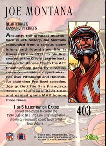 Joe Montana 1994 Pro Line Live Series Mint Card #403