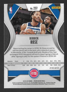 Derrick Rose 2019 2020 Panini Prizm Series Mint Card #237