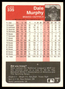 Dale Murphy 1985 Fleer Series Mint Card #335