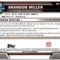 Brandon Miller 2022 2023 Bowman University Chrome Mint Rookie Card #80