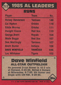 Dave Winfield 1986 Topps Series Mint Card #717