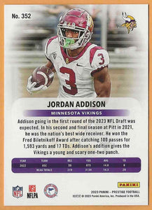 Jordan Addison 2023 Panini Prestige Series Mint Rookie Card #352