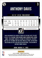 Anthony Davis 2018 2019 Panini Donruss Holo Orange Laser Series Mint Card #47
