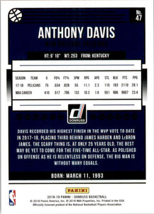 Anthony Davis 2018 2019 Panini Donruss Holo Orange Laser Series Mint Card #47