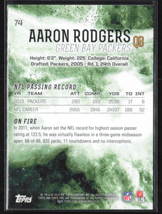Aaron Rodgers 2014 Topps Fire Series Mint Card #74