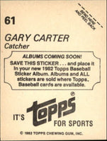 Gary Carter 1982 Topps Mini Sticker Series Mint Card #61
