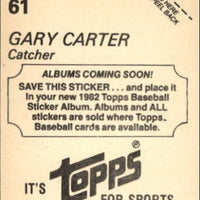 Gary Carter 1982 Topps Mini Sticker Series Mint Card #61