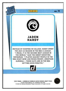 Jaden Hardy 2022 2023 Donruss Chronicles Rated Rookie Draft Picks Series Mint Card  #11