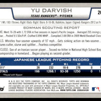 Yu Darvish 2012 Bowman Gold Series Mint Rookie Card #209